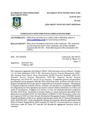 34/5000  302D空运联队安全计划302D Airlift Wing Security Program